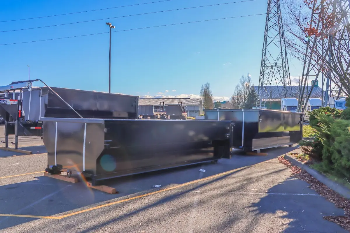 Roll-off dumpster ready for waste disposal at job site for Concrete Dumpster Rental in Atascadero
